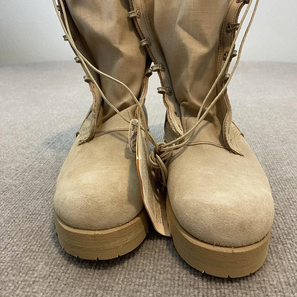 Wellco Army Combat Boots Mens Size 9 W Beige Suede Military Vibram Hot Weather